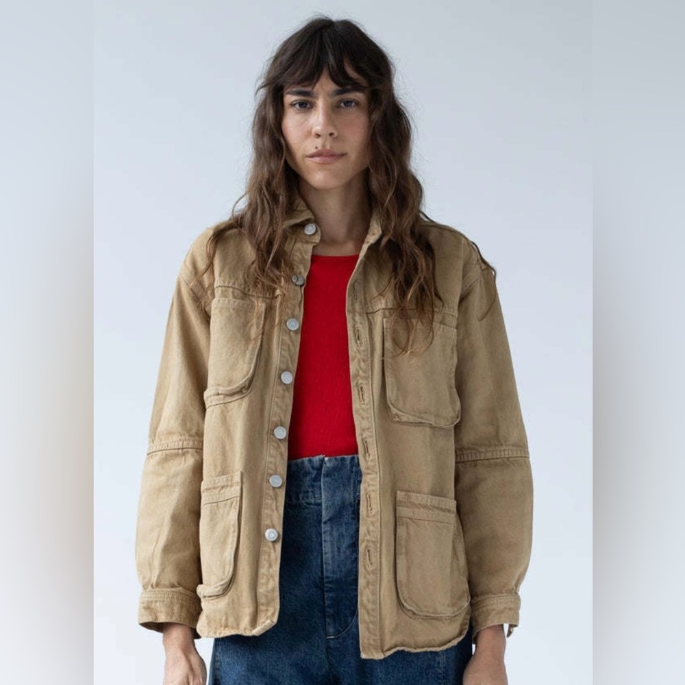 Shaina Mote work jacket tan khaki denim M
